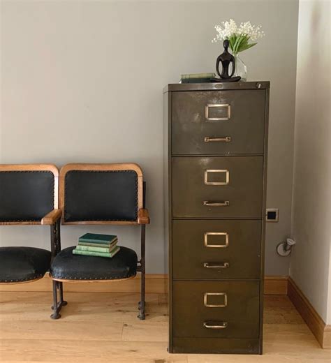 1930 file box with steel dividers|Antique Metal File Cabinet .